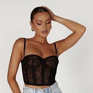 Meshki Lace Bustier - Black